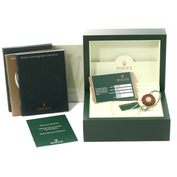 Rolex Daytona Chronograph Black Dial Steel Mens Watch 116520 Box Card - Image 5