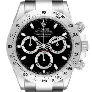 Rolex Daytona Chronograph Black Dial Steel Mens Watch 116520 Box Card