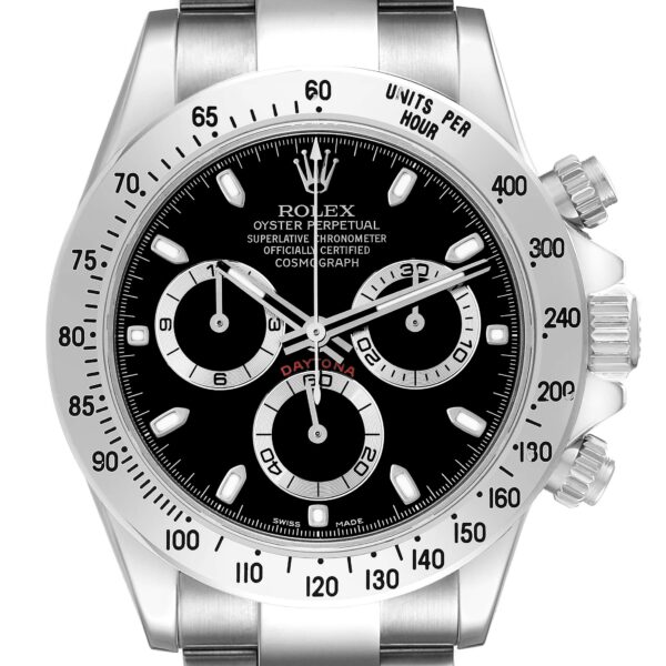Rolex Daytona Chronograph Black Dial Steel Mens Watch 116520 Box Card