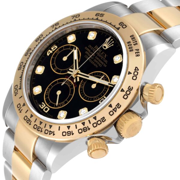 Rolex Daytona Steel Yellow Gold Black Diamond Dial Mens Watch 116503 Box Card - Image 5