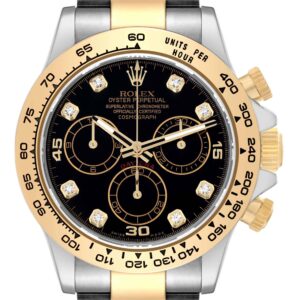 Rolex Daytona Steel Yellow Gold Black Diamond Dial Mens Watch 116503 Box Card