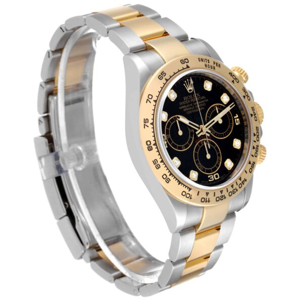 Rolex Daytona Steel Yellow Gold Black Diamond Dial Mens Watch 116503 Box Card - Image 3