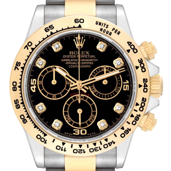 Rolex Daytona Steel Yellow Gold Diamond Mens Watch 116503 Box Card