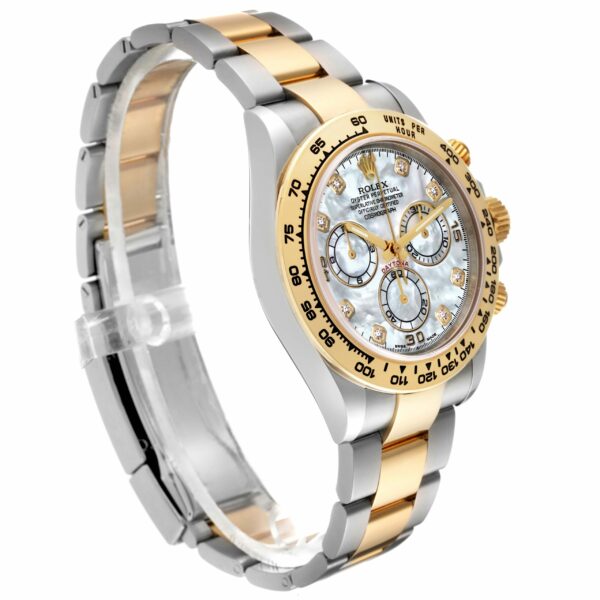 Rolex Daytona Steel Yellow Gold Mother of Pearl Diamond Mens Watch 116503 Box Card - Image 3
