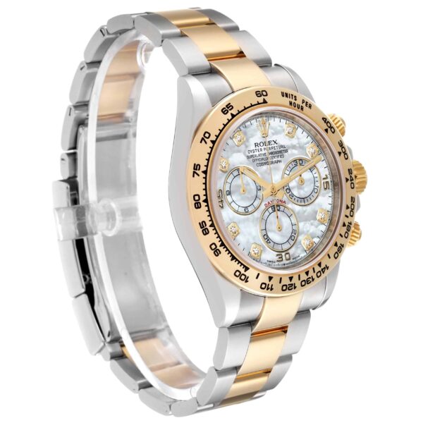 Rolex Daytona Steel Yellow Gold Mother Of Pearl Diamond Mens Watch 116503 Box Card - Image 3