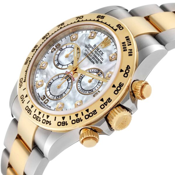 Rolex Daytona Steel Yellow Gold Mother of Pearl Diamond Mens Watch 116503 Box Card - Image 5