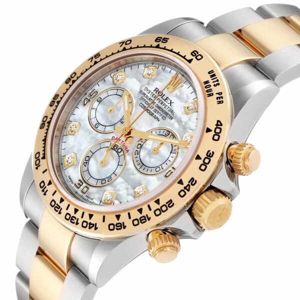 Rolex Daytona Steel Yellow Gold Mother Of Pearl Diamond Mens Watch 116503 Box Card - Image 5