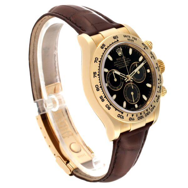 Rolex Daytona Yellow Gold Black Dial Mens Watch 116518 Box Card - Image 3