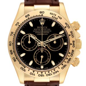 Rolex Daytona Yellow Gold Black Dial Mens Watch 116518 Box Card