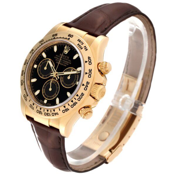 Rolex Daytona Yellow Gold Black Dial Mens Watch 116518 Box Card - Image 4