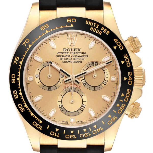 Rolex Daytona Yellow Gold Champagne Dial Mens Watch 116518 Box Card