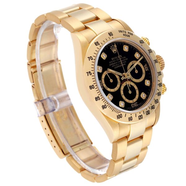 Rolex Daytona Yellow Gold Inverted 6 Diamond Dial Mens Watch 16528 - Image 3