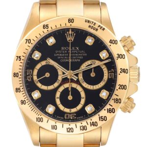 Rolex Daytona Yellow Gold Inverted 6 Diamond Dial Mens Watch 16528