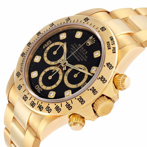 Rolex Daytona Yellow Gold Inverted 6 Diamond Dial Mens Watch 16528 - Image 5