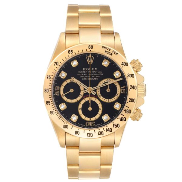 Rolex Daytona Yellow Gold Inverted 6 Diamond Dial Mens Watch 16528 - Image 2