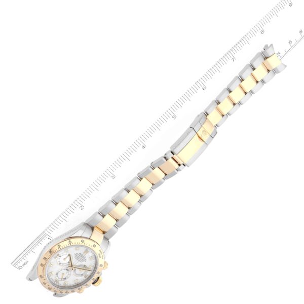 Rolex Daytona Yellow Gold Steel Mother of Pearl Diamond Mens Watch 116523 - Image 10
