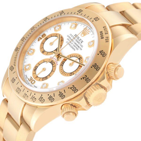 Rolex Daytona Yellow Gold White Diamond Dial Mens Watch 116528 Box Papers - Image 5