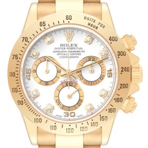 Rolex Daytona Yellow Gold White Diamond Dial Mens Watch 116528 Box Papers
