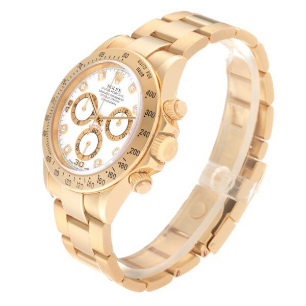 Rolex Daytona Yellow Gold White Diamond Dial Mens Watch 116528 Box Papers - Image 4