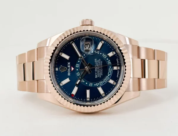 Rolex Everose Gold Sky-Dweller Watch  Fluted Ring Command Bezel  Blue-Green Index Dial  Oyster Bracelet M336935-0001 - Image 2