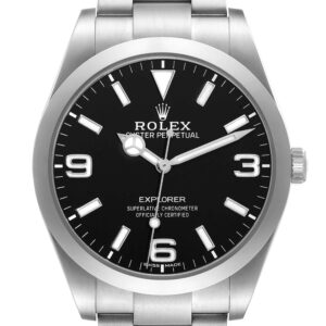 Rolex Explorer I 39mm Black Dial Steel Mens Watch 214270 Box Card