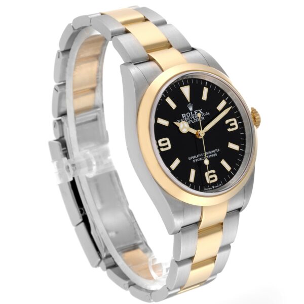 Rolex Explorer I Steel Yellow Gold Black Dial Mens Watch 124273 Box Card - Image 3