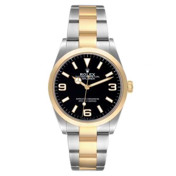 Rolex Explorer I Steel Yellow Gold Black Dial Mens Watch 124273 Box Card - Image 2