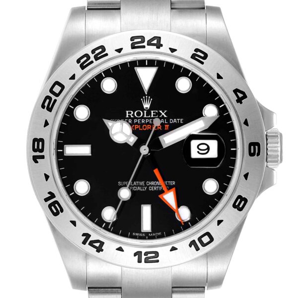 Rolex Explorer II 42 Black Dial Orange Hand Steel Mens Watch 216570