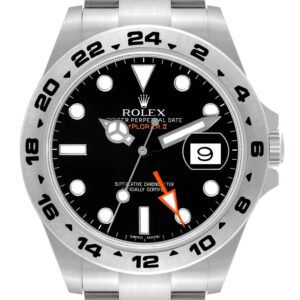 Rolex Explorer II 42 Black Dial Orange Hand Steel Mens Watch 216570 Box Card