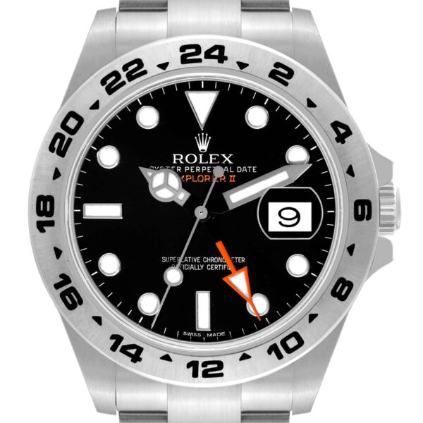 Rolex Explorer II 42 Black Dial Orange Hand Steel Mens Watch 216570 Box Card