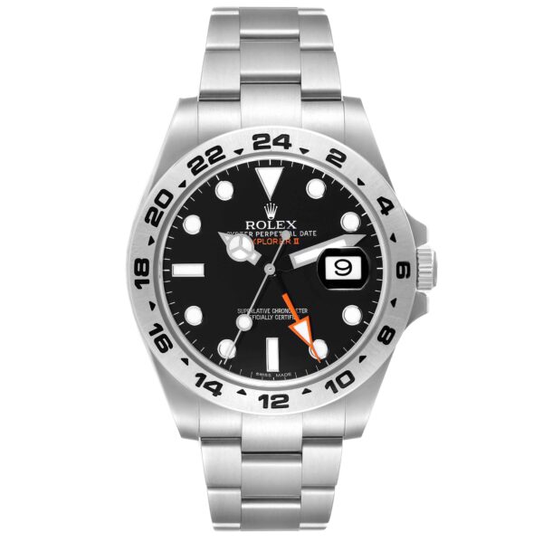 Rolex Explorer II 42 Black Dial Orange Hand Steel Mens Watch 216570 Box Card