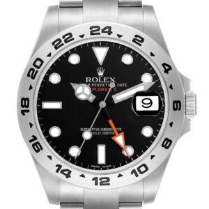 Rolex Explorer II 42 Black Dial Orange Hand Steel Mens Watch 216570 Box Card
