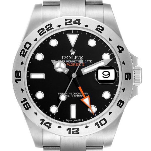 Rolex Explorer II 42 Black Dial Orange Hand Steel Mens Watch 216570 Box Card