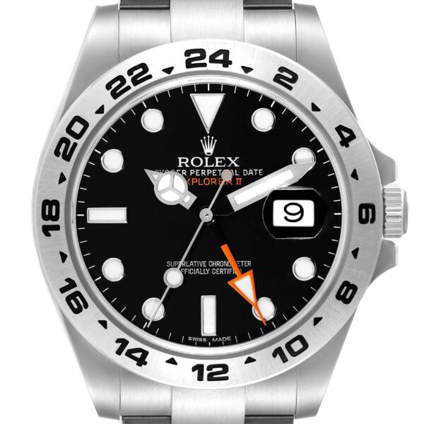 Rolex Explorer II 42 Black Dial Orange Hand Steel Mens Watch 216570 Box Card