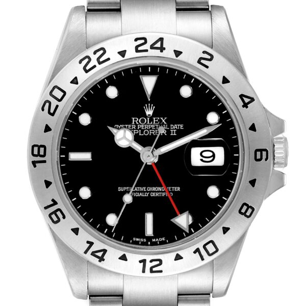 Rolex Explorer II Black Dial Steel Mens Watch 16570 Box Papers