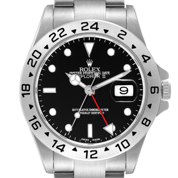Rolex Explorer II Black Dial Steel Mens Watch 16570 Box Papers
