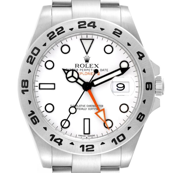 Rolex Explorer II White Dial Orange Hand Steel Mens Watch 216570