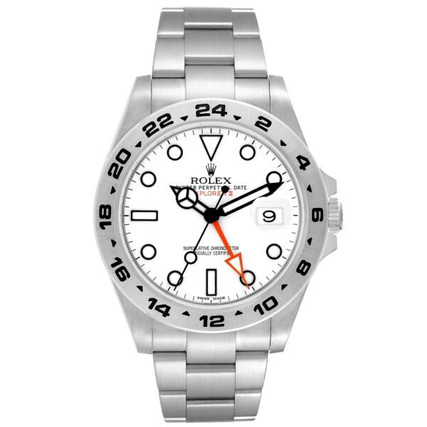 Rolex Explorer II White Dial Orange Hand Steel Mens Watch 216570 Box Card - Image 2
