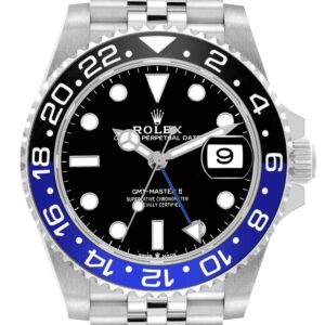 Rolex GMT Master II Batgirl Black Blue Bezel Steel Mens Watch 126710 Box Card