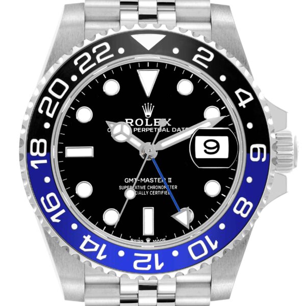 Rolex GMT Master II Batgirl Black Blue Bezel Steel Mens Watch 126710 Box Card