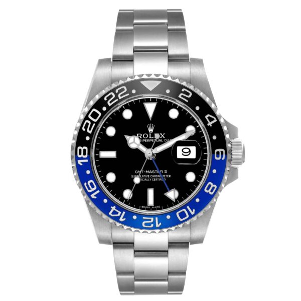 Rolex GMT Master II Black Blue Batman Bezel Steel Mens Watch 116710 Box Card - Image 3