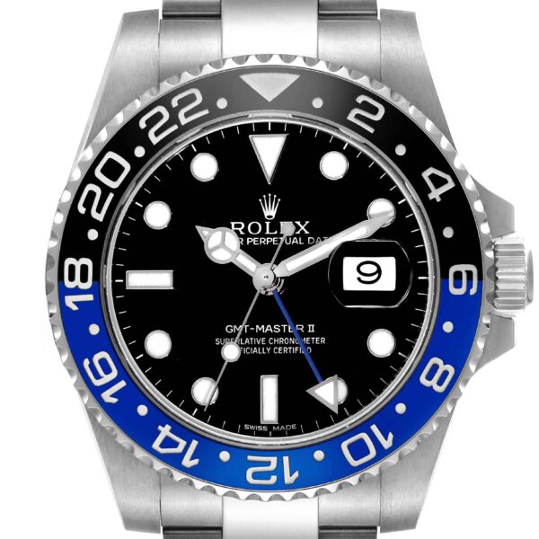 Rolex GMT Master II Black Blue Batman Bezel Steel Mens Watch 116710 Box Card