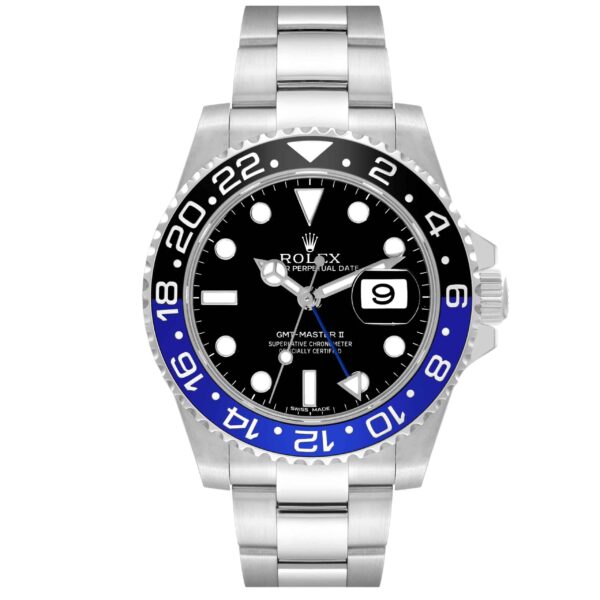 Rolex GMT Master II Black Blue Batman Bezel Steel Mens Watch 116710 Box Card - Image 3