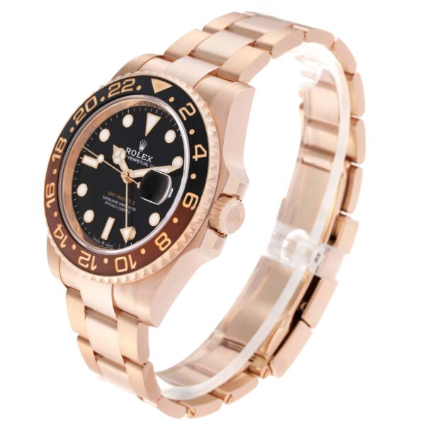 Rolex GMT Master II Black Brown Root Beer Rose Gold Mens Watch 126715 Box Card - Image 7