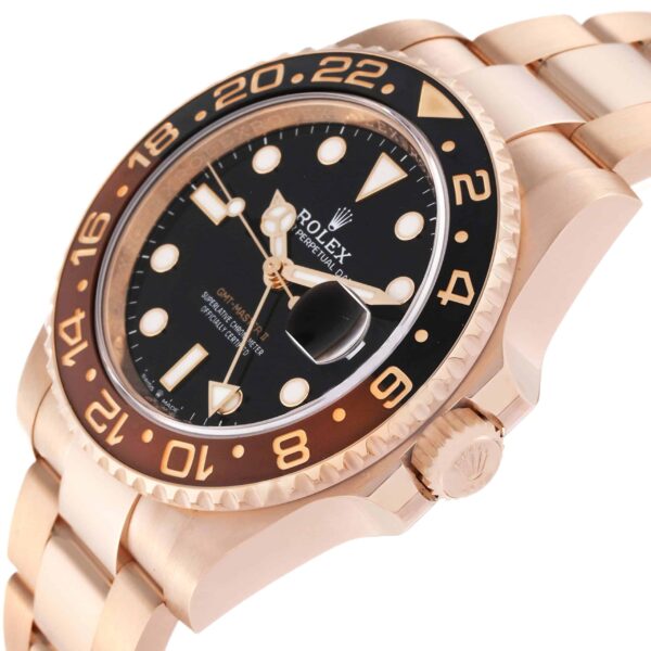 Rolex GMT Master II Black Brown Root Beer Rose Gold Mens Watch 126715 Box Card - Image 8