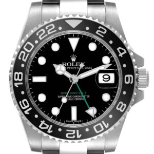 Rolex GMT Master II Black Dial Green Hand Steel Mens Watch 116710