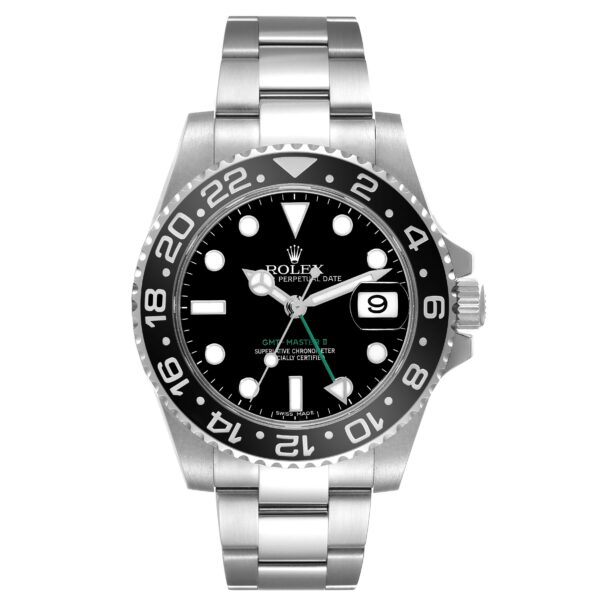 Rolex GMT Master II Black Dial Green Hand Steel Mens Watch 116710 - Image 3