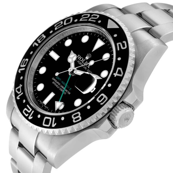 Rolex GMT Master II Black Dial Green Hand Steel Mens Watch 116710 - Image 6