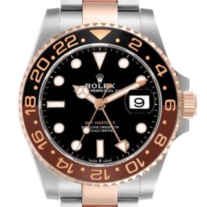 Rolex GMT Master II Root Beer Steel Rose Gold Mens Watch 126711 Box Card