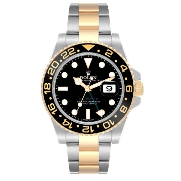 Rolex GMT Master II Steel Yellow Gold Black Dial Mens Watch 116713 - Image 2